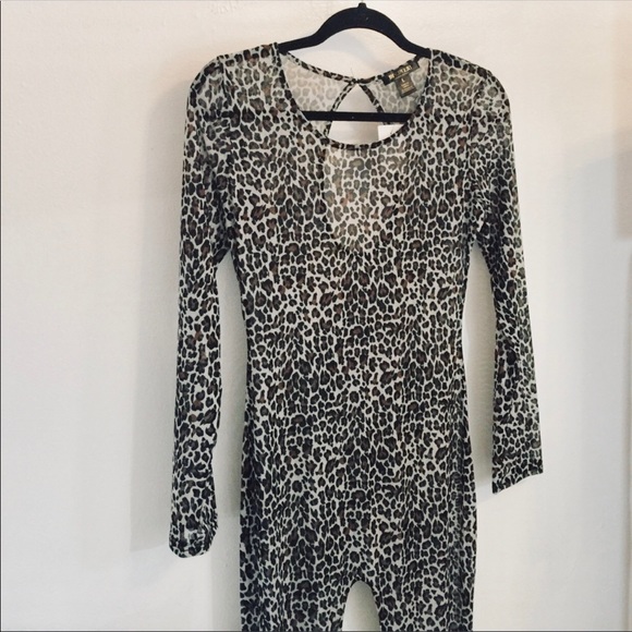sheer leopard print jumpsuit